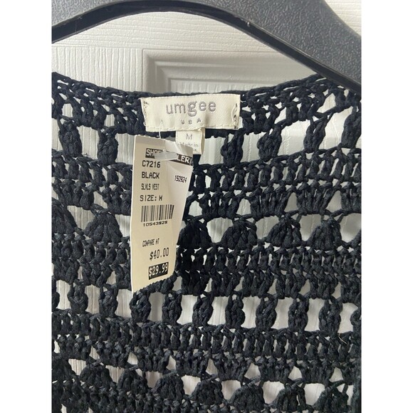 Umgee Crochet Vest Womens M Festival Cochella Fringed Hippie Cotton Blend NWT - Picture 4 of 7
